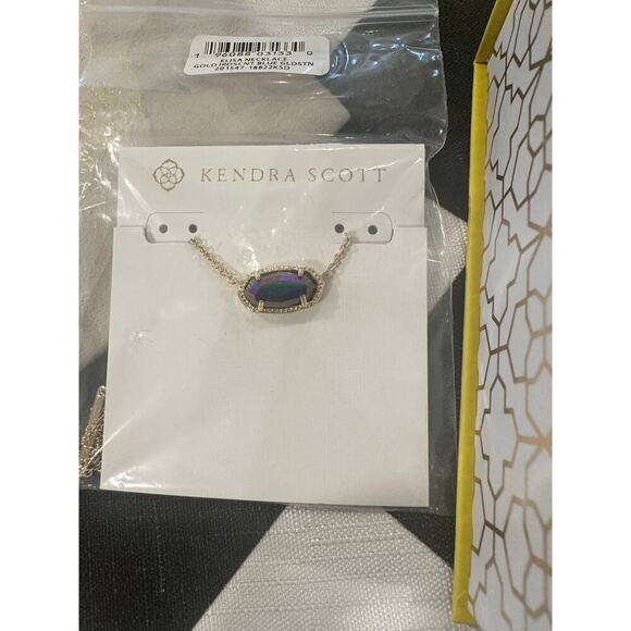 Kendra Scott Gold Blue Iridescent pendent NWT necklace jewelry - Picture 3 of 4